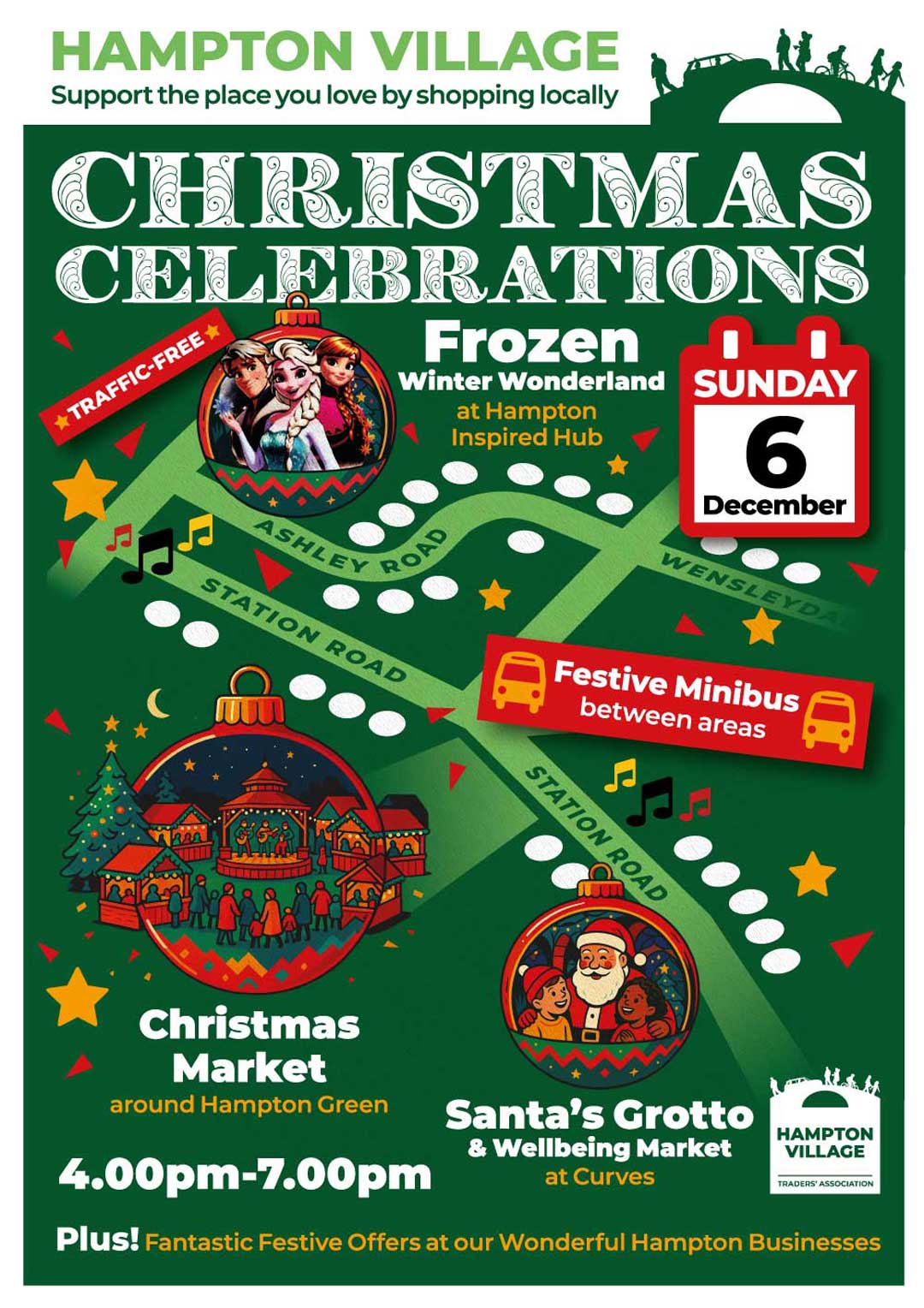 Hampton Village Christmas Celebrations Sunday 6 December 2026, 4.00pm to 7.00pm